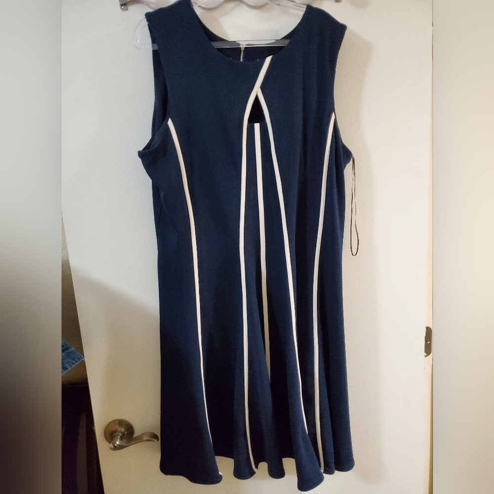 Blue & White Dress with Silver zipper